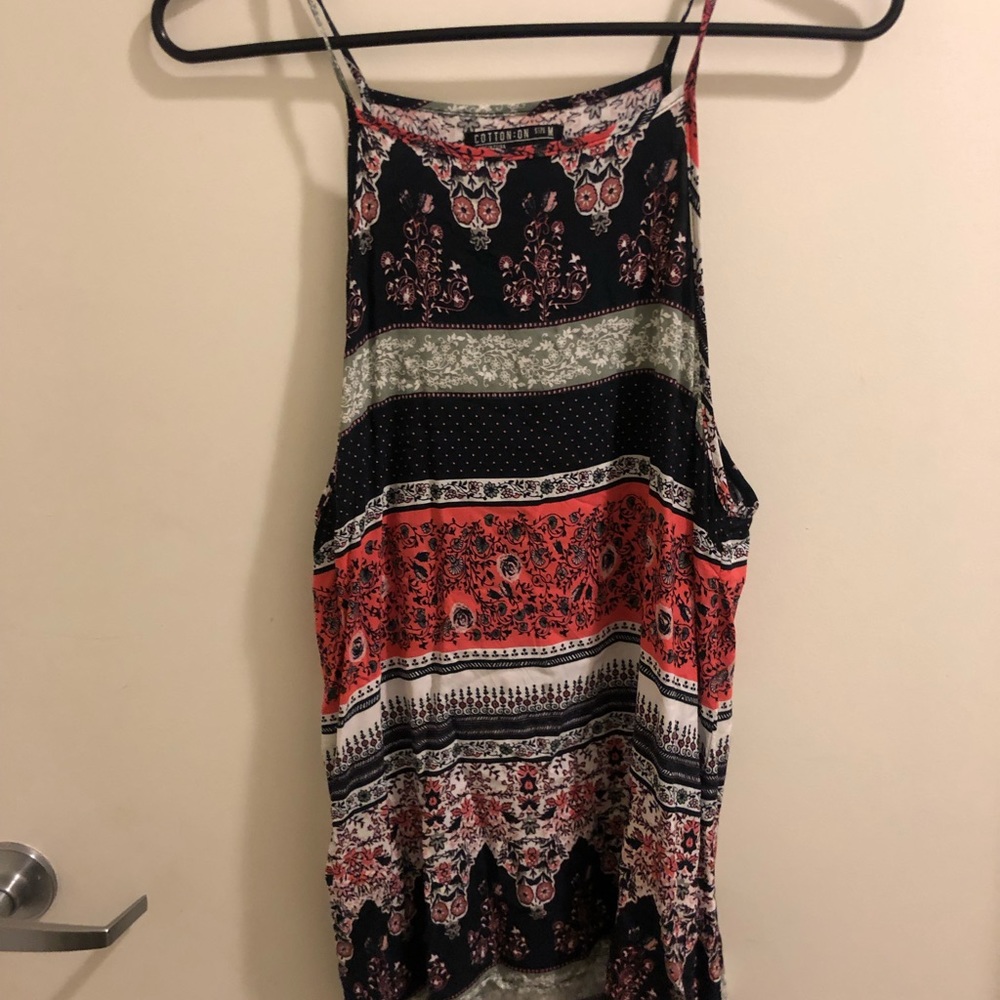 Printer halter high neck style tank